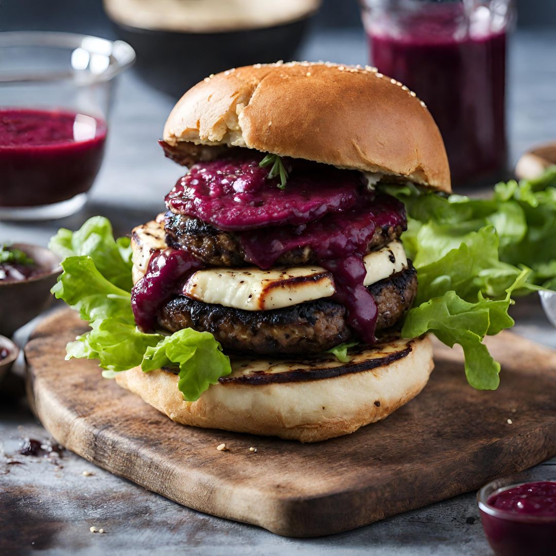 Zacusca Beetroot and Halloumi Burger - Romanian Delights